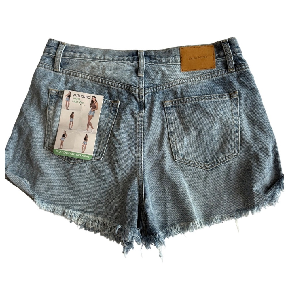 Frayed Hem Denim Super High Rise Festival Jean Shorts Size 13 31